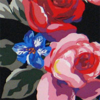 Printed Charmeuse, 16mm, 45" - Vivid Rose on Black 11JP - 1015-1 Printed Charmeuse, 16mm, 45" - Vivid Rose on Black 11JP - 1015-1