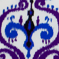 Printed Charmeuse, 16mm, 45" - Masai, Purple / Blue on White 11JP - 1016-3 Printed Charmeuse, 16mm, 45" - Masai, Purple / Blue on White 11JP - 1016-3