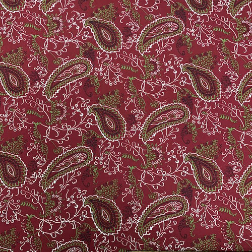 Printed Charmeuse, 16mm, 45" - Paisley Vine-Wht. / Loden / Port 11JP - 2100-6